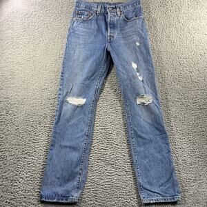 LEVIS 501 JEANS WOMENS 26x30 BLUE BIG E PREMIUM DENIM STRAIGHT COTTON RED TAB